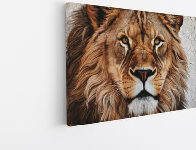 Saammp Canvas Schilderij - Close-up Leeuw - Dieren - Natuur - 45x30 - Foto op canvas - Wanddecoratie - Muurdecoratie Woonkamer - Slaapkamer decoratie - Canvas Print