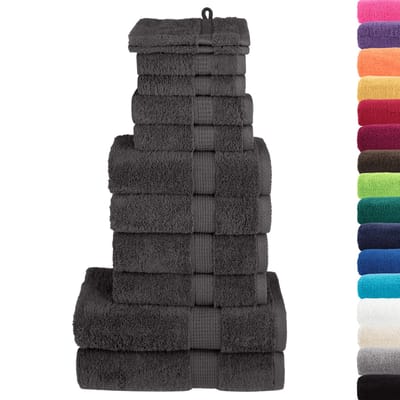 vidaXL - 12-delige - Handdoekenset - SOLUND - 600 - g/m² - antracietkleurig