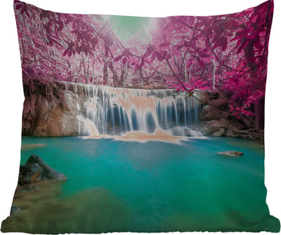 Tuinkussen - Waterval - Boom - Roze - Natuur - 40x40 cm - Weerbestendig