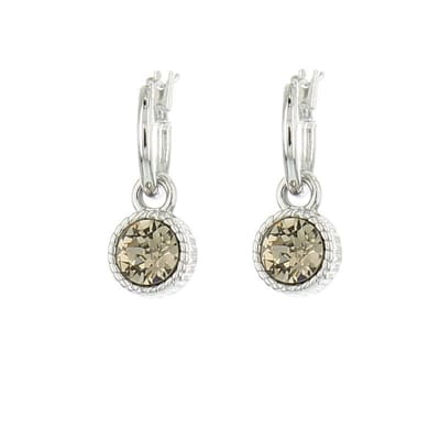 Biba - Oorbellen - Oorhanger - Grijs - Greige - Swarovski Steen - Verzilverd - Nikkelvrij - Zilverkleurig
