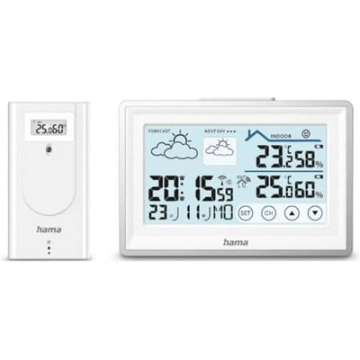 Hama Wetterstation Bahamas, mit Außensensor, Funk, Wecker, Raumklima, Weiß 00222228 Draadloos weerstation