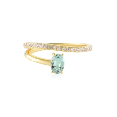 Cavill - Elegante vergulde zilveren cocktailring - 0,389 ct ovale Paraiba smaragd - 25 Cambodjaanse zirkonia's - Modern sieraad