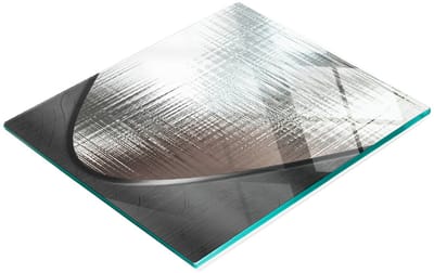 Decoratieve glazen snij- en serveerplank, abstract metaal, 60x52 cm