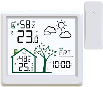 Draadloos weerstation - Weersvoorspeller binnen - Thuisgebruik - Touchscreen display - 12 x 11 cm - Wit