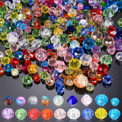 Kralen om te rijgen, 8/6/4 mm, kleurrijke kristallen kralen om te rijgen, kristallen kralen voor zonnevangers, sieraden, armbanden, doe-het-zelf kralen, knutselset