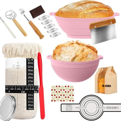 REN® Zuurdesem Starter Set - Zuurdesem - Zuurdesem Starterset - Ideaal voor Beginners - Roze - 25cm x 23cm x 12cm