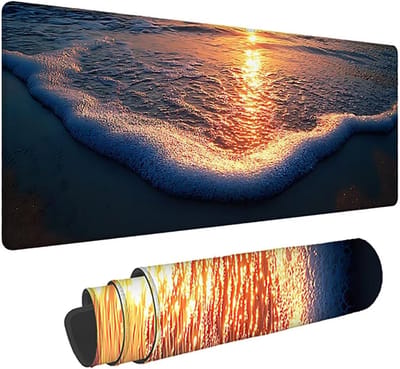 XXL Muismat - Grote Bureauonderlegger - Gaming en Kantoor - Antislip Gennaaide Randen - 160x80cm - Zonsondergang