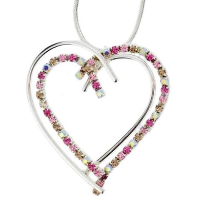 Behave Ketting zilver-kleur met roze hart 40,5 cm (+7,5 cm verlengketting)