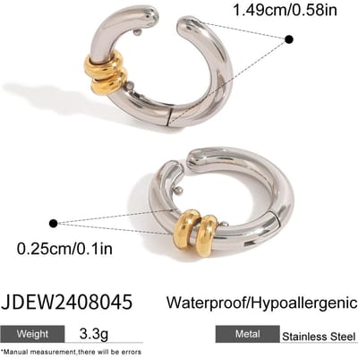 Youthway Trendy Modern Roestvrij Staal Goud& Kleur Geometrisch C-Vormig Oorclip Voor Unisex Anti-Allergisch Sieraden Cadeau white