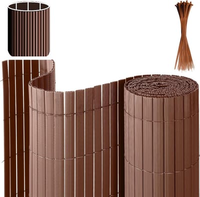 PVC Inkijkwerende Mat - Balkon Scherm - Privacy Buiten - Drie Ribversterkingen - 180 x 800 cm - Bruin