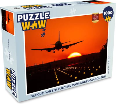 Puzzel Zonsondergang - Vliegtuig - Oranje - Zon - Legpuzzel - Puzzel 1000 stukjes volwassenen