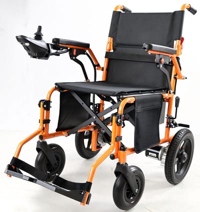 ZygenAir YHW001-Fplus Elektrische Rolstoel - Batterij 13Ah - 24 km Bereik - 151 kg Draagvermogen - Lichtgewicht& Opvouwbaar - ubbel remsysteem – Antikantelfunctie-Oranje