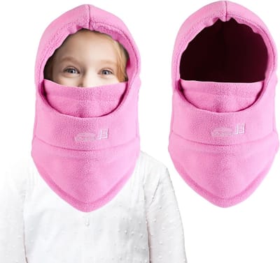 Thermische Fleece Balaclava voor Kinderen - Multifunctionele Winddichte Ski Masker, Warme Hoed en Sjaal voor Fietsen en Schaatsen, Roze