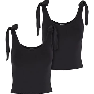 Urban Classics - Tied Basic Jersey Crop top - XXL - Zwart/Zwart