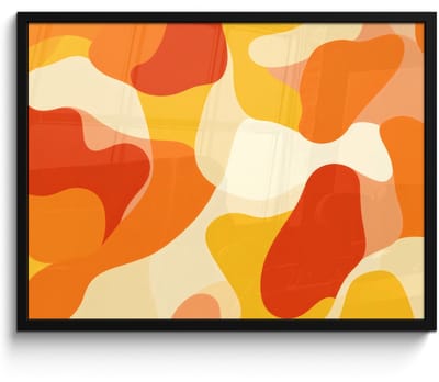 Poster in lijst - Fotolijst 70x50 cm - Posters - Abstract - Vormen - Oranje - Posterlijst zwart - Decoratie - Wanddecoratie woonkamer - Muurdecoratie slaapkamer