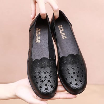 Zomer Dames Mode Casual Platte Schoenen Ademende Loafers Leren Schoenen Wandelschoenen Enkele Schoenen 35