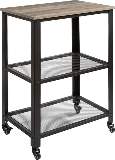 La'Moussawi ® Industriële Serveerwagen met Stalen Frame en Verplaatsbare Wielen voor Keuken en Woonkamer