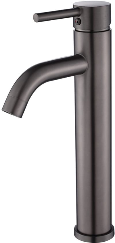 WEBO Hoge Design Wastafelkraan Toiletkraan Mediance 30 cm Messing - Waterbesparend – Gebogen – Mengkraan Koud en Warm – Gun Metal