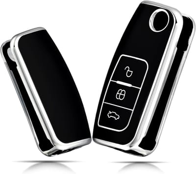 Auto Sleutelhoes voor Ford - Sleutelbescherming en Sleutelhanger voor 3 Knoppen - Geschikt voor Focus, Mondeo, Fiesta, Kuga en meer