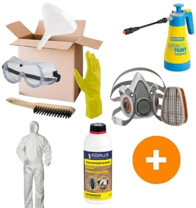 Bestrijdingspakket los houtbehandeling met kwastenset (zonder middel) - Compleet Bestrijdingspakket