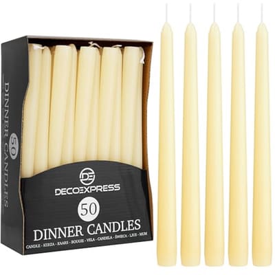 Dinerkaarsen Set van 6, 10, 15 of 50 Tapered Kaarsen - Druppelvrij en Langdurig tot 8 Uur