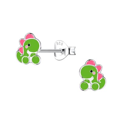 Zilveren dino kinderoorknopjes | dinosaurus kinderoorbellen | oorbellen Meisje Zilver | Zilverana | Sterling 925 Silver