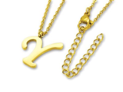 Amanto Ketting Letter Y Goldcolor - 316L Staal - Alfabet - 17x16mm - 50cm