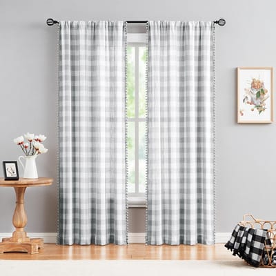 2 stuks gordijnen met bolletjes, geschikt voor slaapkamers, woonkamers, eetkamers, balkons 101x160cm&Fixed Pleat