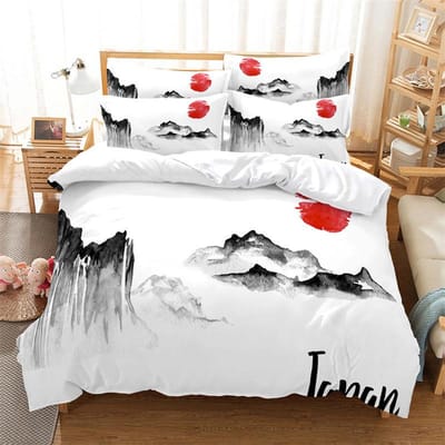 Bamboe Schilderij Dekbedovertrek Set Chinese Stijl Beddengoed Set Jeugd Linnen Queen Size Bed Dekbedovertrek Set Mode Beddengoed Set EU single(135x200cm)