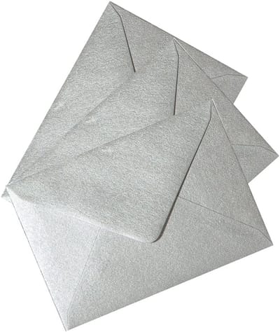 DIN B6 Enveloppen Zilver 125 x 176 mm met Puntige Flap - 50 Stuks voor Trouwkaarten en Uitnodigingen