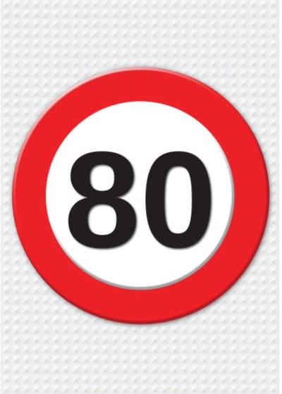 Bellatio Decorations Verjaardag deurposter - 80 jaar - stopbord - 59 x 84 cm - leeftijd feestartikelen