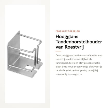 Dailygoods- Tandenborstelhouder Roestvrij Staal - Multifunctionele Houder - Ruimtebesparend - Hoogglans Gepolijst - Inclusief Vaste Sticker/Lijm - Veilig Materiaal - Badkameraccessoire
