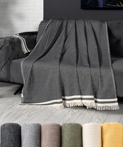 Bankdeken 170 x 230 cm Antraciet - Zacht & Gezellig voor Woonkamer