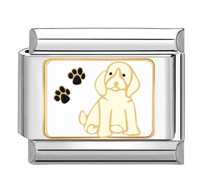 Quiges - Schakel - Bedel - 9mm - charms - Labrador hond - Geschikt voor - armband - Schakelarmband - italy bedels armband