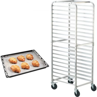 VEVOR Broodjesstandaard 20 Niveaus Commerciële Bakkerijstandaard met Remwielen, Aluminium Rekwagenopslag, Broodbakapparatuur Draagvermogen 240 Kg, 660 X 517 X 1767 mm