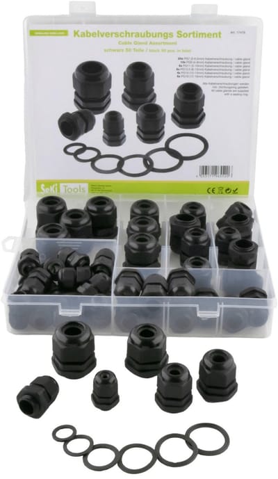 Seki Assortiment kabelwartels / zwart / 50 stuks