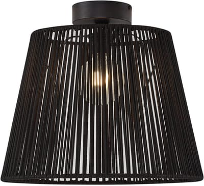 QAZQA jayla - Japandi Plafondlamp met kap voor buiten - 1 lichts - Ø 40 cm - Zwart - Buitenverlichting
