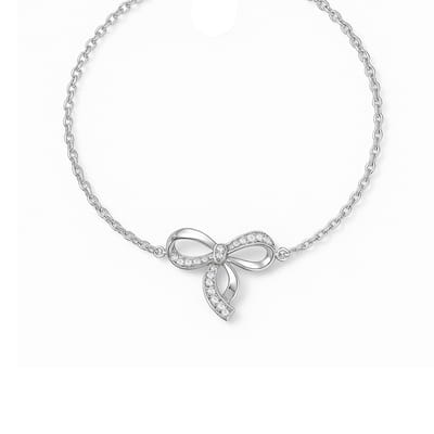 Zilveren Armband Boogknoop met Zirkonia - Silver Bow Knot Bracelet - Amona Jewelry