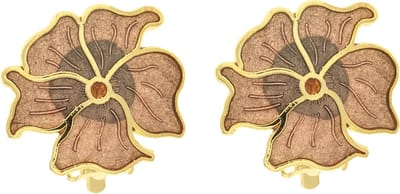 Behave - Oorclips dames - bloemmotief - bruin - 2 cm