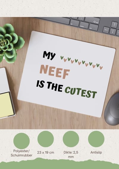 Akyol - my neef is the cutest Muismat - Neef - schattige neef - verjaardagscadeau - verjaardag - cadeau - cadeautje voor neef - neef artikelen - kado - geschenk - gift - 23 bij 19 cm