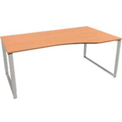 Schäfer Shop  Genius Free-form bureau MODENA FLEX, ijzer-op-onderstel, handmatig in hoogte verstelbaar, uitschuifbaar rechts, B 1800 mm, afwerking in beukenhout