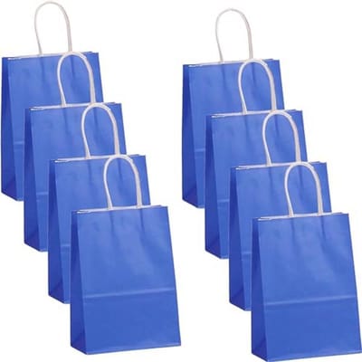 SnelShoppen - 30 Stuks Kleine Papieren Feesttassen met Handvatten - 15 x 8 x 21 cm - Koninklijk Blauw - Cadeautassen voor Feesten, Verjaardagen, Bruil