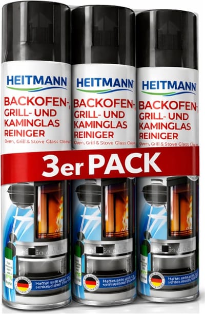 HEITMANN Ovenreiniger Set – 3 Stuks – Actief Schuim voor Oven, BBQ & Haardglas – Krachtige Vet- en Vuilverwijderaar