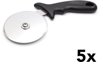 HCB® - Professionele RVS / INOX Pizzasnijder Ø 10 cm - 5 stuks - Pizza snijder - Pizzames - deegsnijder - 3490-5