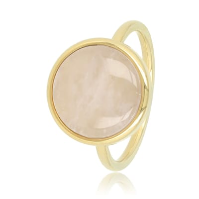 My Bendel - Ring Goudkleurig met Rose Quartz Edelsteen - Goudkleurige Ring met Unieke Rose Quartz Edelsteen - met Luxe Cadeauverpakking | Sieraden Voor Dames | Maat 16.00 Mm / Maat 50