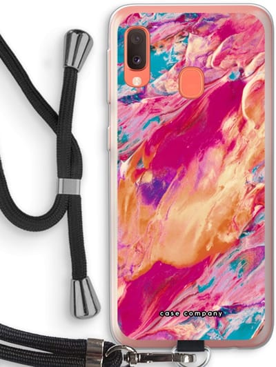 Case Company® - Hoesje met koord geschikt voor Samsung Galaxy A20e hoesje met Koord - Pastel Echoes - Telefoonhoesje met Zwart Koord - Bescherming aan alle Kanten en Over de Schermrand
