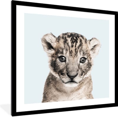 FrameYourWall® - Fotolijst met poster 40x40 - Luipaard - Wilde dieren - Portret - Blauw - Fotokader van hout - Kaders en lijsten - Houten fotolijstje - Wissellijst voor muurposter - Picture en photo frame - Posterlijst - Fotohouder