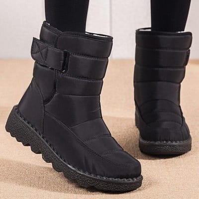 Bottes d'hiver chaudes en fourrure et peluche pour femmes, bottes de pluie et de neige, chaussures à plateforme, bottines de neige imperméables à talons bas, chaussures à la cheville pour femmes 43 noir