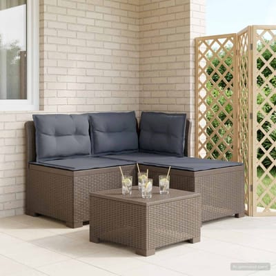 vidaXL - 3-Zits - Tu - bank - met - Kussens - Rattan - Look - 3-zits - PP - Lichtgrijs