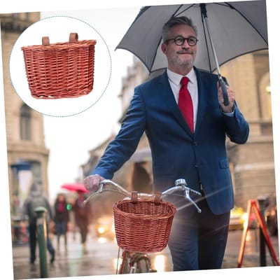 Fietsmand Rotan - Rieten mandje - Boodschappen vervoeren - Stevig en duurzaam - 26 x 22 cm - Bruin